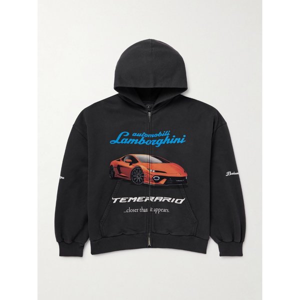 람보르기니 프린트 코튼 저지 집업 후드 티셔츠 46376663162909073