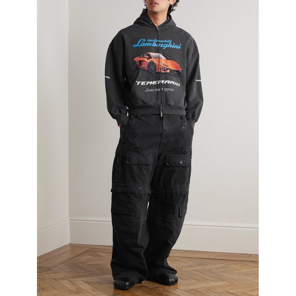 람보르기니 프린트 코튼 저지 집업 후드 티셔츠 46376663162909073