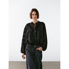 린넨 블렌드 체크 봄버 자켓 06755101800