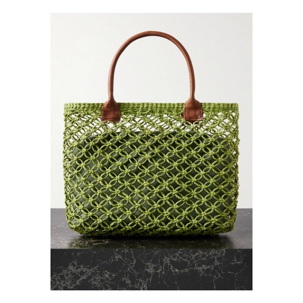 텍스트 가죽 트리밍 스트로 토트 그린 46376663162850933