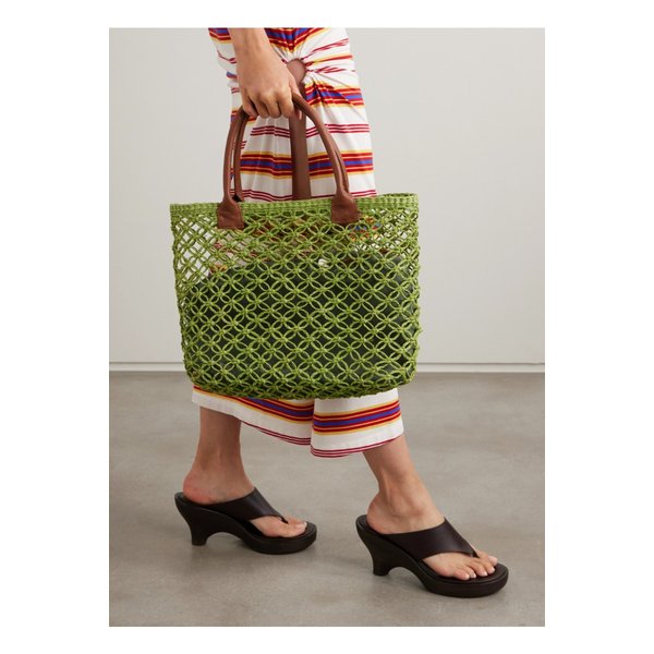 텍스트 가죽 트리밍 스트로 토트 그린 46376663162850933