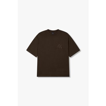 ARMANI EXCHANGE AX 남성 자수 로고 숏 슬리브 티셔츠-다크 브라운(A414330004)