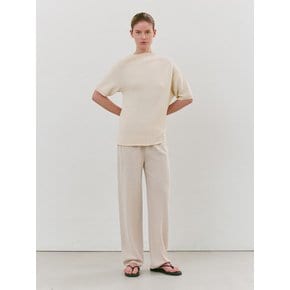 LINEN BLEND STRAIGHT WHOLEGARMENT KNIT PANTS