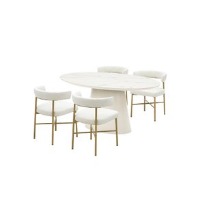 보테 세라믹 타원형식탁 4인세트 160cm 화이트_올비아체어4EA