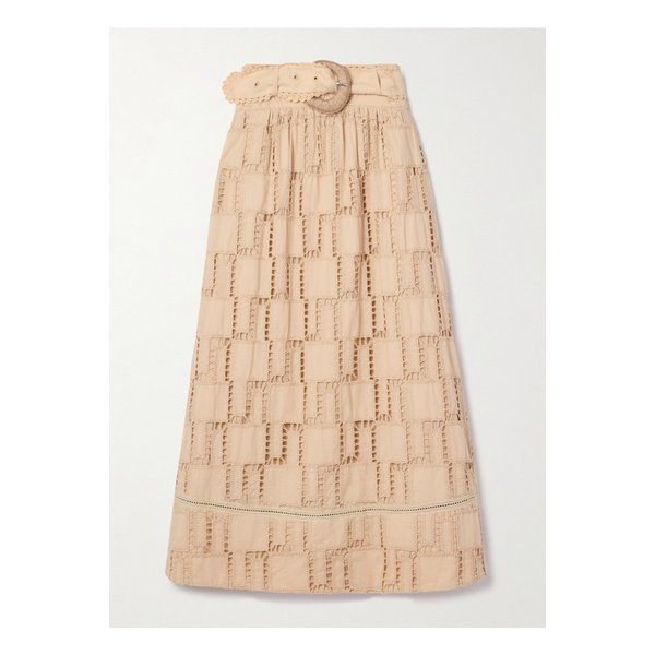 팜리오 벨트 크로셰 트리밍 코튼 맥시 스커트 베이지 1647597340038528