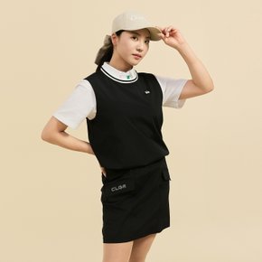 [비밀특가] 여성 에센셜 스트라이프 밑단 스트링 라운드 베스트 블랙 CHE1WVT1952BK