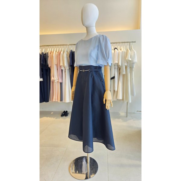 [여주점] [JJ 지고트] 여성 배색 퍼프 슬리브 플레어 원피스 GS5A0OP591