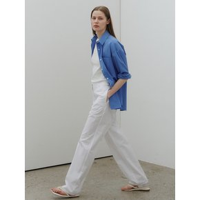 Belted twil pants (White)