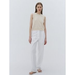 Belted twil pants (White)