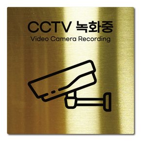 L사이즈 골드 스테인리스 CCTV 녹화중 촬영중 안내판 표지판 경고문 사인 팻말 현판 문패 안전