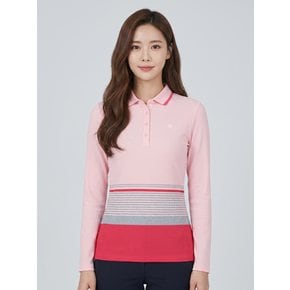 여성 스트라이프 골지 카라 티셔츠 AWTPM2281-403