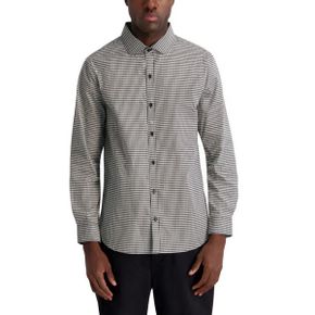 칼라거펠트 맨즈 코어 Long-Sleeve Button-Down 셔츠 - 블랙 화이트 24994403 1337044
