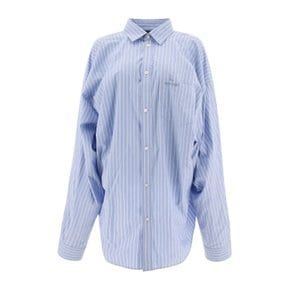 [해외배송] 발렌시아가 로고 자수 스트라이프 셔츠 790945TQM163965 Light Blue