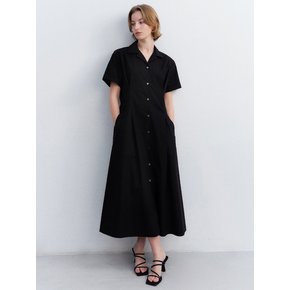 open collar dress_black