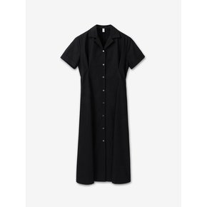 open collar dress_black