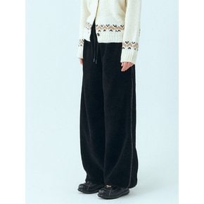 Lace Track Shearling Pants, Black