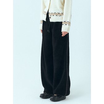 에트몽 Lace Track Shearling Pants, Black