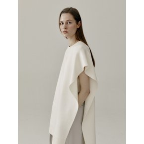 Unbalanced Multi Knit Pancho Ivory