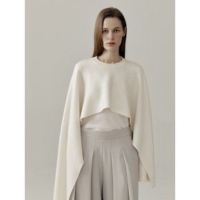 Unbalanced Multi Knit Pancho Ivory