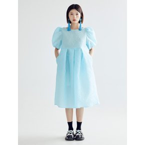 IRIS VOLUME PUFF MIDI DRESS - SKY