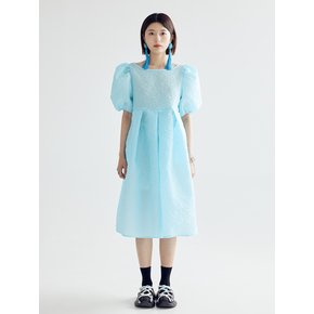 IRIS VOLUME PUFF MIDI DRESS - SKY