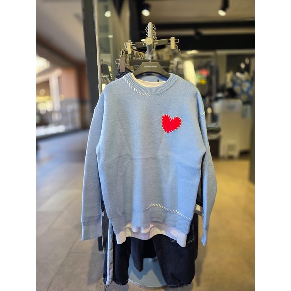 [시흥점] 하트 리얼스티치 세미오버핏 니트(남여공용)/JGZZ51B04SB