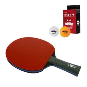 참피온 쉐이크 탁구라켓 탁구채 M7.0S + 나사레 3성 탁구공 12개입 (색상랜덤)