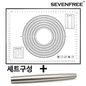 실리콘 반죽매트 특대형 블랙+반죽밀대 쿠키 작업판 베이킹 봉