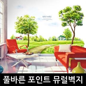 내츄럴 나무풍경 풀바른 포인트 뮤럴벽지 (S2472859)