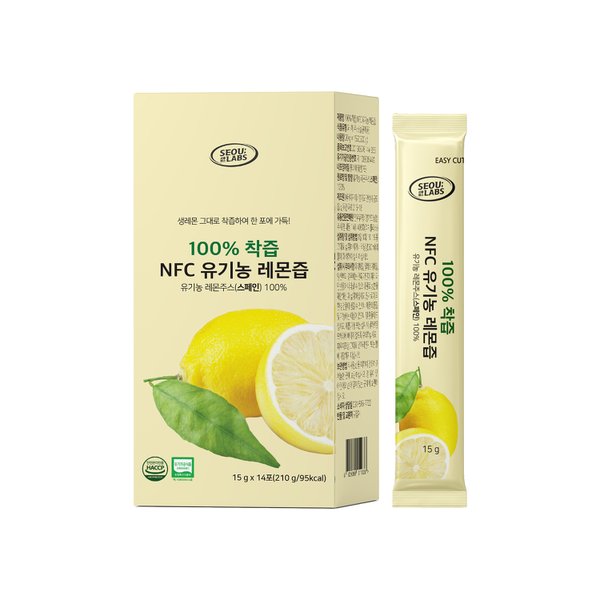 100% 착즙 NFC 유기농 레몬즙 14포 15g 1박스