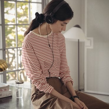 틸아이다이 Stripe soft touch T-shirt_Red