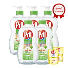 맑은식초 상쾌한 사과향 700ml x5개 친환경 고농축 1종 주방세제 (프릴레몬 300ml 2개증정)