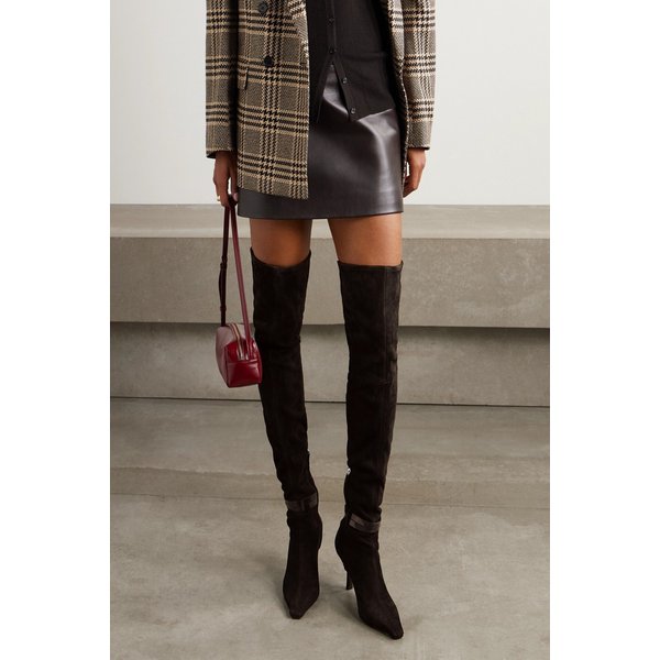 카미 85 가죽 트리밍 스웨이드 오버더니 부츠 46376663162853142