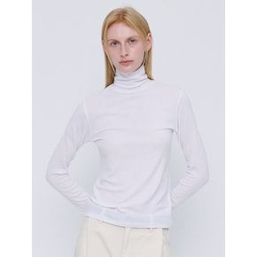 Soft Wool Tencel Turtleneck  T-Shirt - Ivory