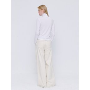 Soft Wool Tencel Turtleneck  T-Shirt - Ivory