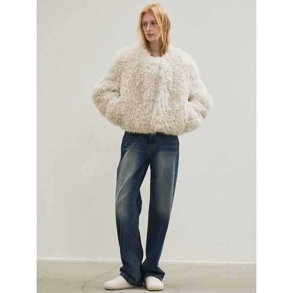 [은현PICK] fur round jacket (light gray)