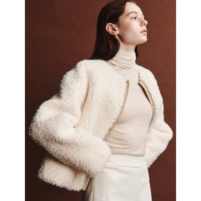 FAUX FUR HALF JK (IVORY+BEIGE)