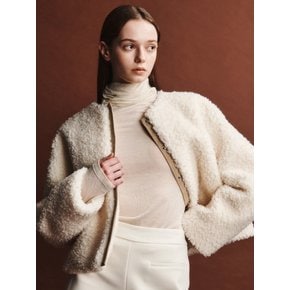 FAUX FUR HALF JK (IVORY+BEIGE)