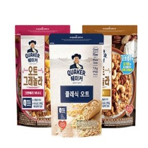 퀘이커 350g 클래식오트/골든넛츠/크랜베리 각1개(총3개)