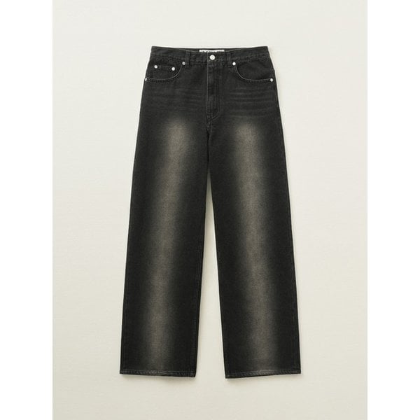 브루클린 뉴트로 와이드 워시드 데님 팬츠_뉴트로 블랙