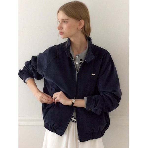 Corduroy Button Point Blouson Jacket - Navy