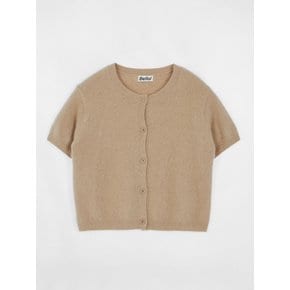 Cashmere Button Crop Knit Tee Beige