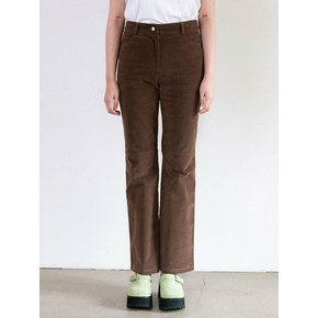 STITCH VELVET FLARE PANTS_BROWN