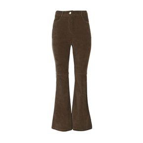 STITCH VELVET FLARE PANTS_BROWN