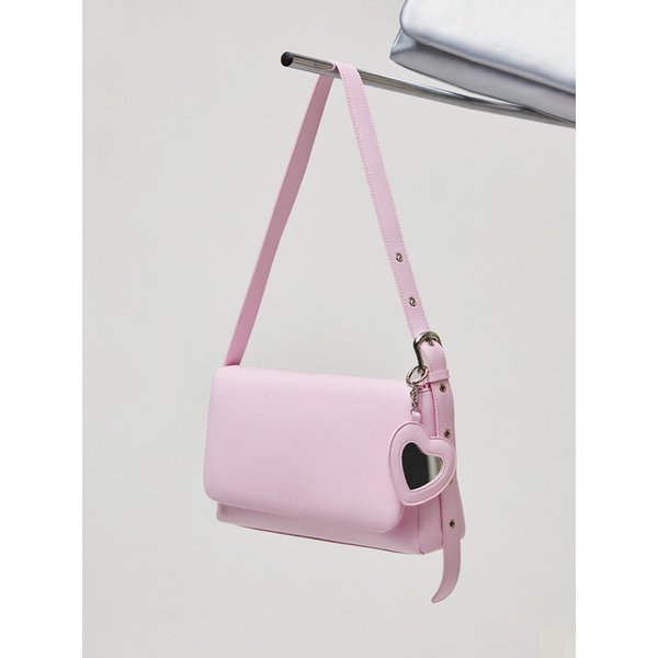 [리퍼브] 하트 미러 패딩 숄더 크로스 백 _ 핑크