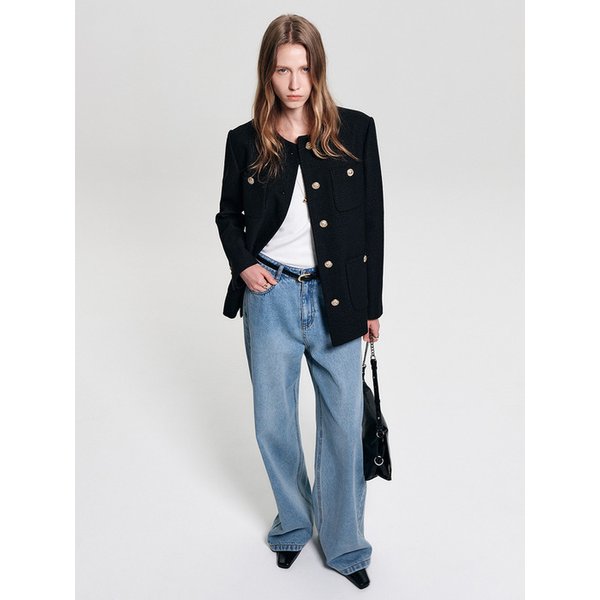 세레나 울 트위드 하프 자켓_블랙 / SERENA WOOL TWEED HALF JACKET_BLACK