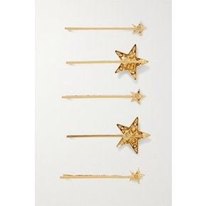 Juno set of five gold-tone crystal hair slides 메탈릭 1647597346270265