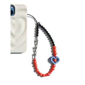 Orange Blue Heart Wrist Phone Strap