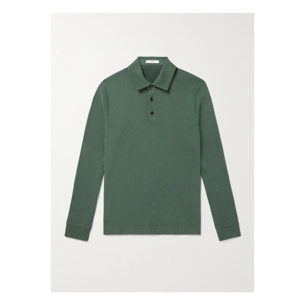 골지 스트레치 코튼 메리노 울 혼방 폴로 셔츠 그린 1647597343232275