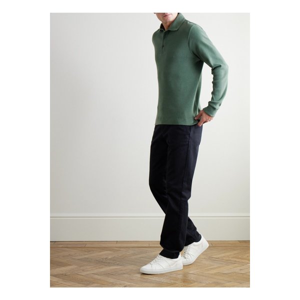 골지 스트레치 코튼 메리노 울 혼방 폴로 셔츠 그린 1647597343232275